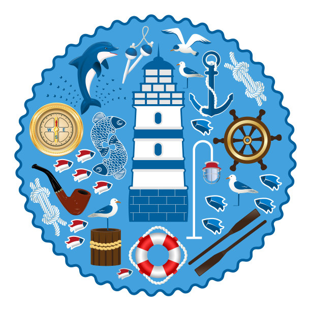 大海在一个圆形的模式图片下载