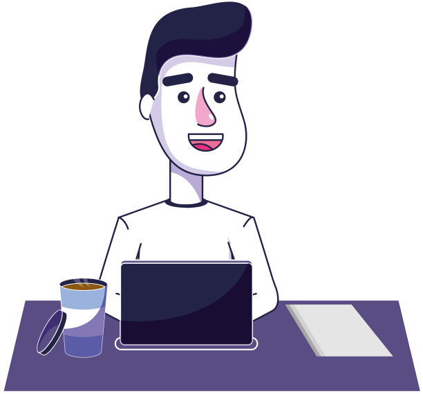 有笔记本电脑技术和咖啡的好人图片下载