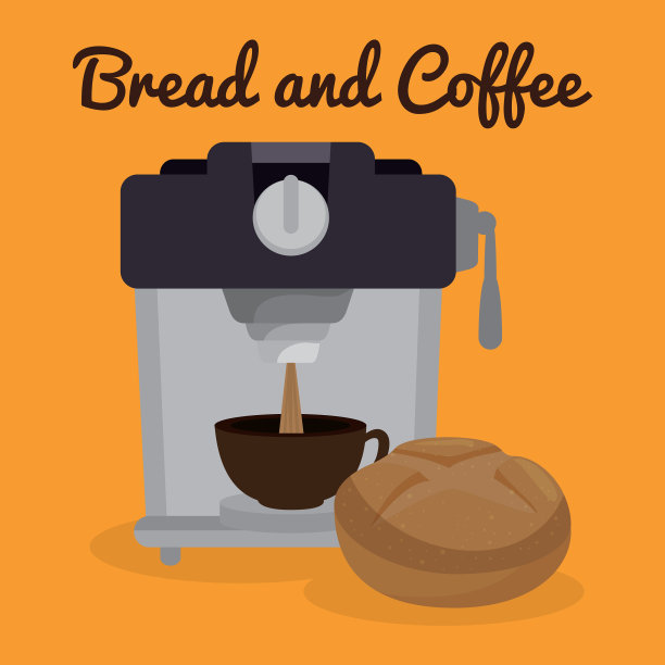 美味的面包和咖啡标签图片下载
