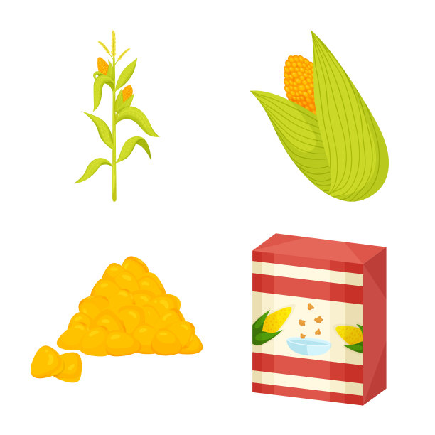 孤立对象玉米和食品标识收集图片下载