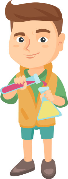 把液体从管子里倒进烧瓶里的男孩图片下载