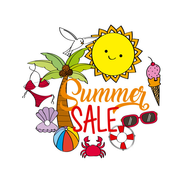 夏季促销季节提供打折海报与太阳图片下载