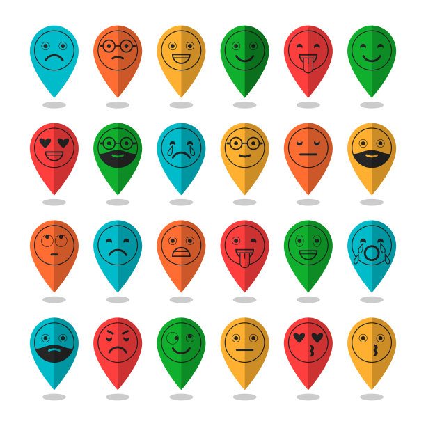 彩色平面图标的表情符号微笑与一个图片下载