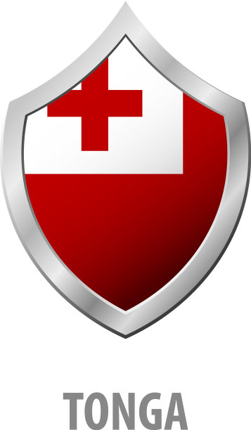 金属盾上的汤加旗帜图片下载