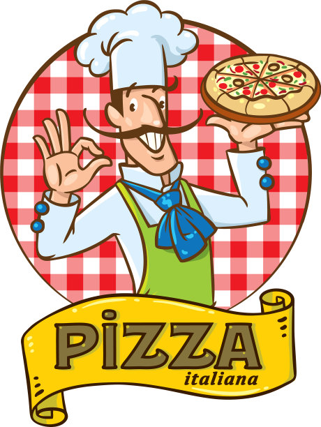 有趣的意大利厨师披萨徽章设计图片下载