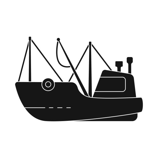 孤立对象捕鱼和拖网渔船符号集图片下载