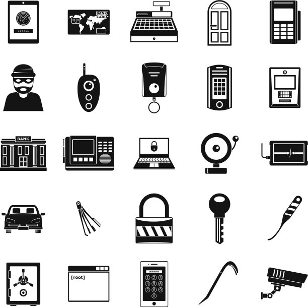 盗贼抢劫图标设置简单的风格图片下载