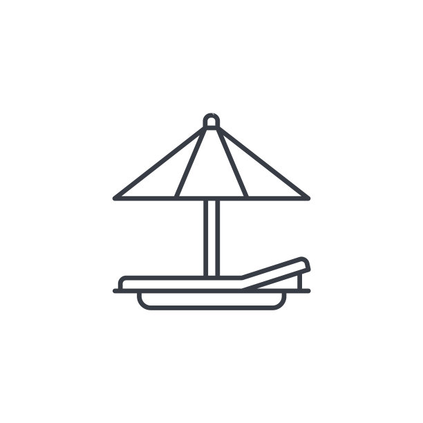 海滩伞日光浴床度假晒黑细线图片下载