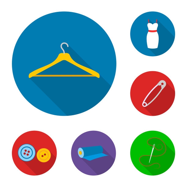 工作室和缝纫平面图标集图片下载