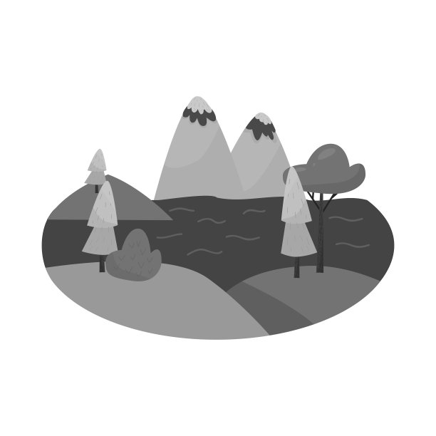 孤立的对象景观和树符号集图片下载