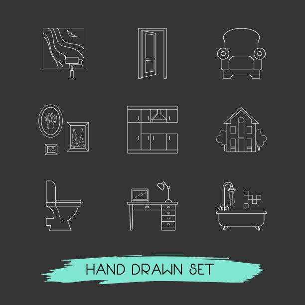 一套带有线条样式的内部图标符号图片下载