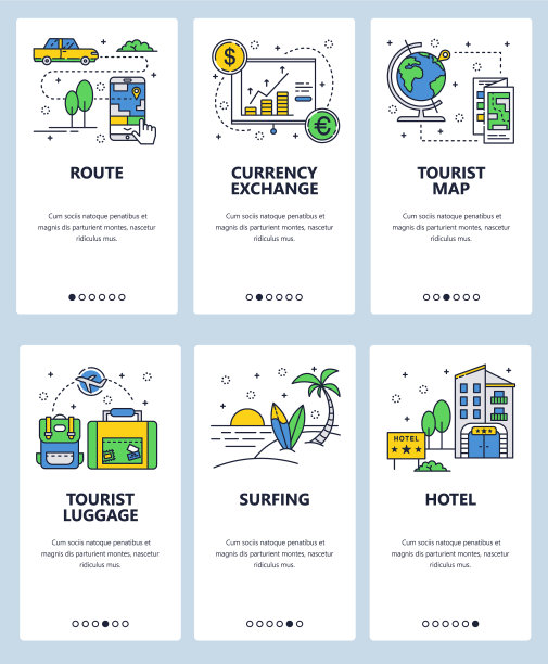 线条艺术网页和移动应用程序模板集图片下载