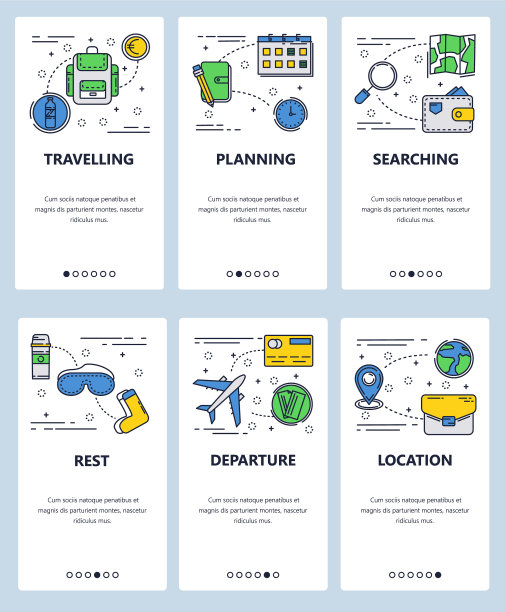 线条艺术网页和移动应用程序模板集图片下载