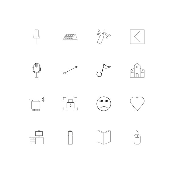 生活方式线性瘦削图标设置轮廓简单图片下载