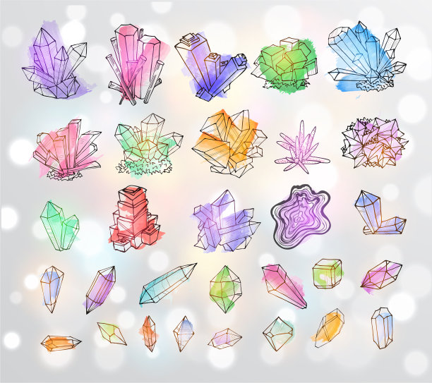 涂鸦素描彩色水晶收藏图片下载