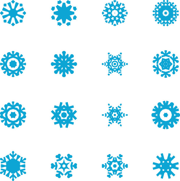 蓝色扁平雪花图标合集图片下载