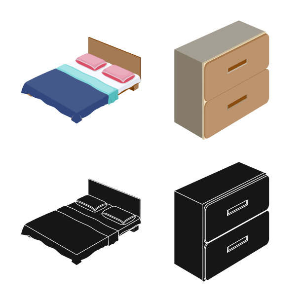 设计的卧室和房间的标志套图片下载