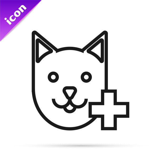 黑线标志兽医诊所孤立图标图片下载