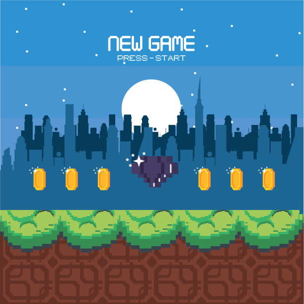 像素化的城市电子游戏场景图片下载