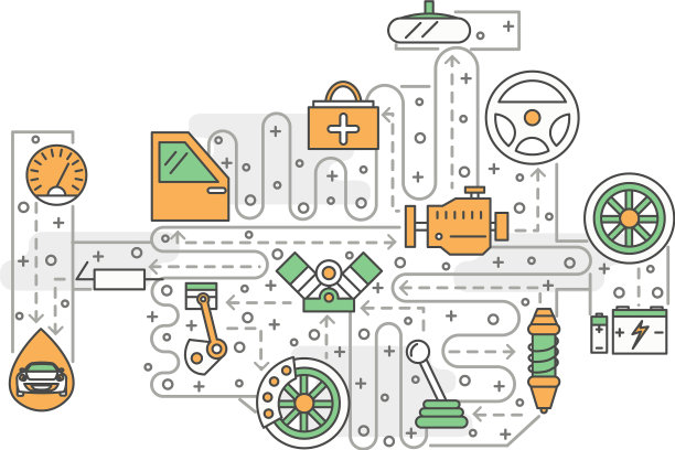 细线艺术汽车零件海报横幅图片下载