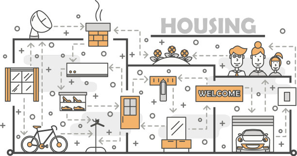 细线艺术房屋海报横幅图片下载