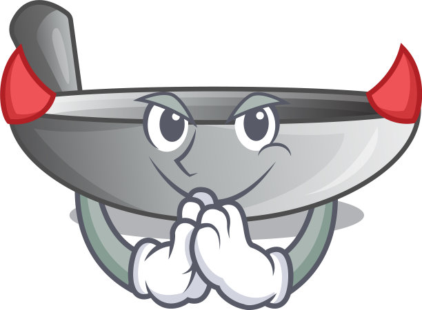 魔鬼卡通炒锅上的厨房用具图片下载