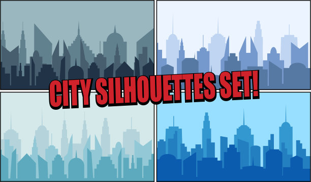 城市剪影明亮集合图片下载