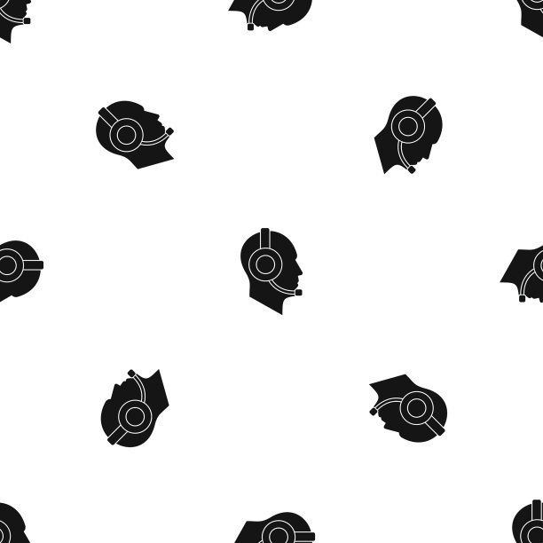 操作员在耳机模式无缝黑色图片下载