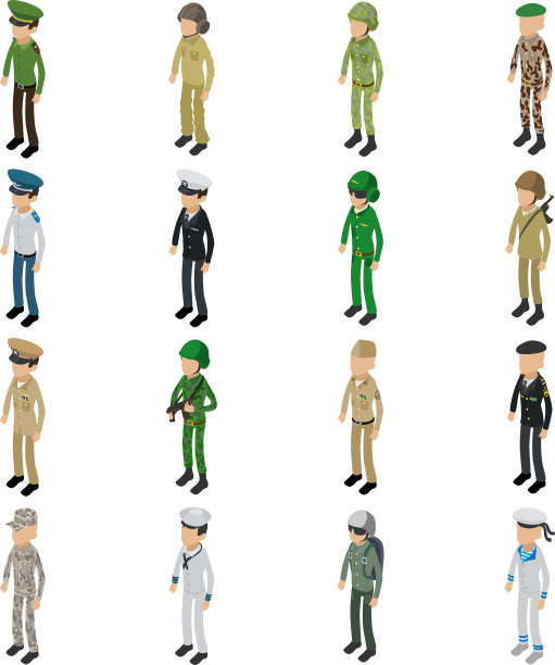 士兵角色图标设置等距风格图片下载