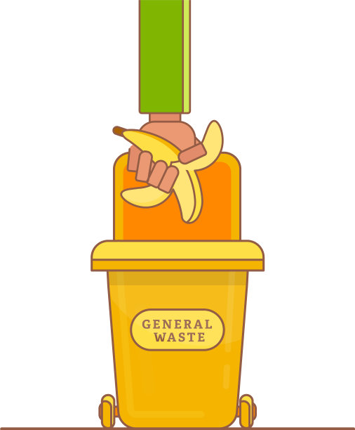 男子用手把香蕉扔进垃圾桶图片下载