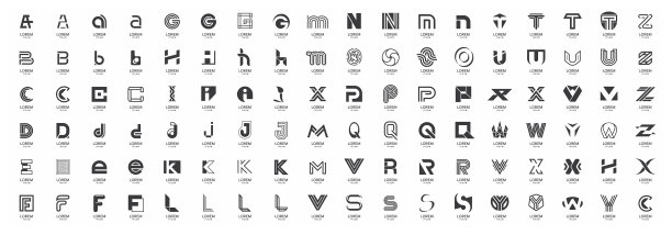 抽象的标志和字母的集合图片下载