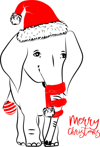 手绘的可爱的小象在庆祝图片下载