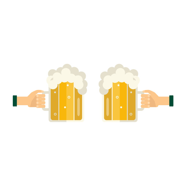 手持啤酒瓶碰杯图片下载