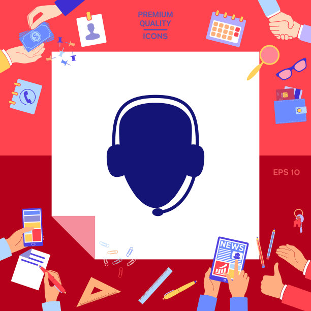 话务员耳机呼叫中心图标图片下载