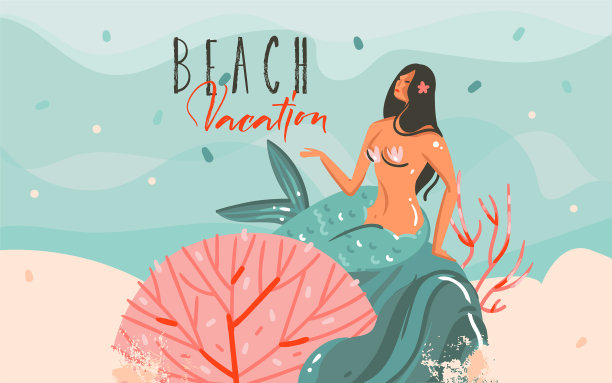 手绘抽象卡通夏日时光图片下载