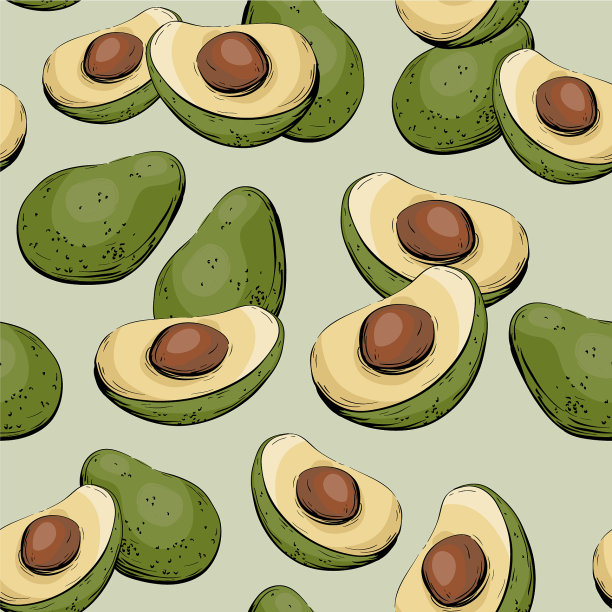 牛油果一半的牛油果无缝图案图片下载
