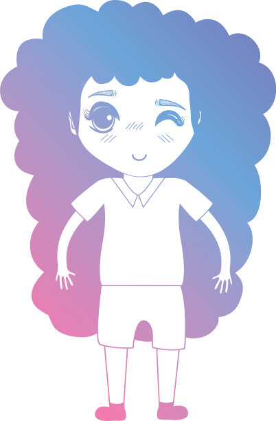 线条化身女孩的发型和衣服图片下载