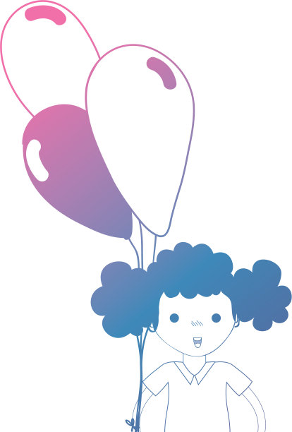 梳着发型，手里拿着气球的排队女孩图片下载