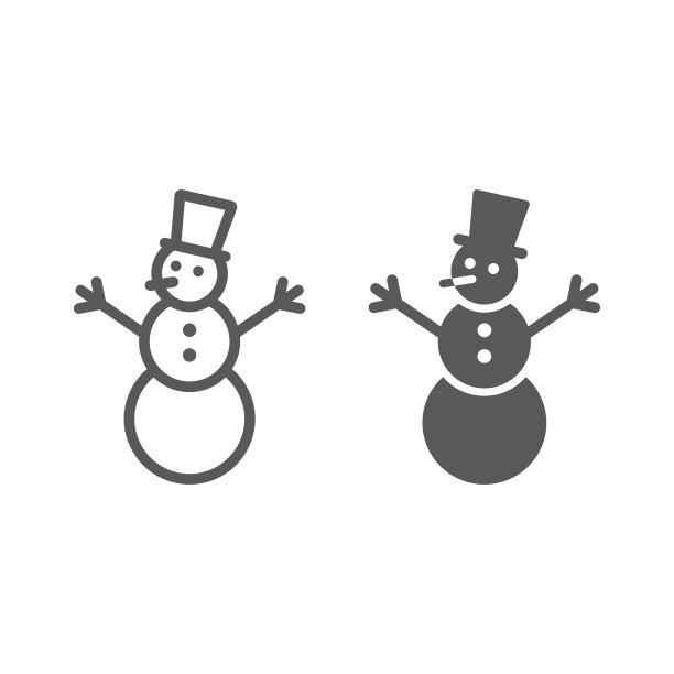 圣诞冬季雪人线形和图示图标图片下载