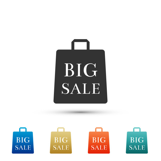 大销售袋图标孤立在白色背景图片下载