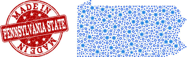 宾夕法尼亚州拼贴地图与系统图片下载