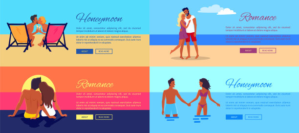 幸福情侣在海边度假的照片图片下载