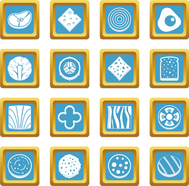 把食物配料的图标切成蓝色图片下载