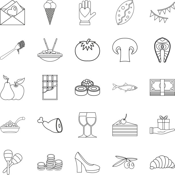 婚宴图标设置轮廓风格图片下载