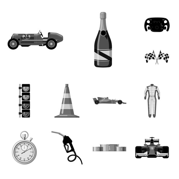 孤立对象的汽车和拉力赛标志集图片下载