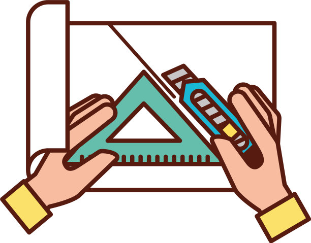 手用切割器和三角尺切纸图片下载