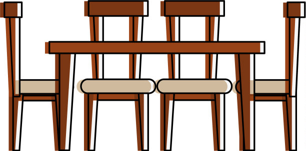 餐桌与椅子前视图家具ico图片下载
