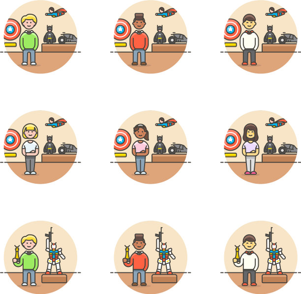 一套多色的生活方式图标图片下载