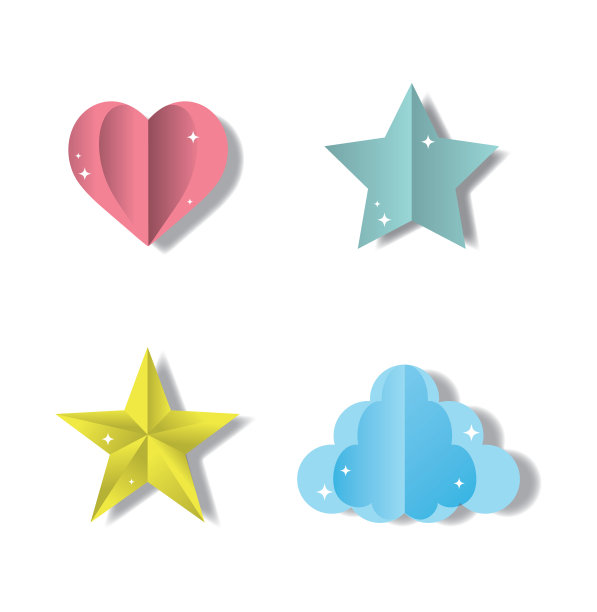 一套纸艺术图标图片下载