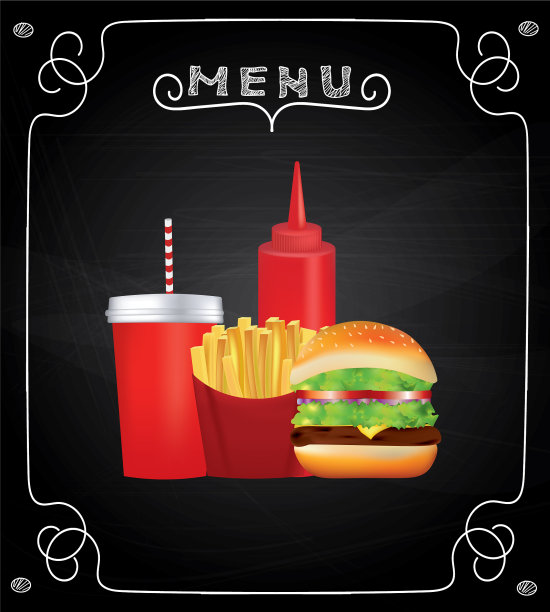 在黑板上的快餐菜单图片下载